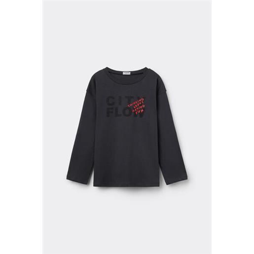 Tezenis maglia manica lunga cotone con stampa bambino nero