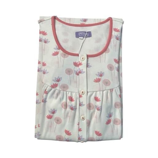 Camicia Da Notte Manica Lunga Linclalor - 100% Cotone Interlock, Stampato Floreale, Modello Reglan, Articolo 92220