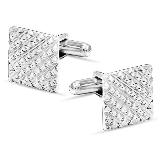 LeCalla set di gemelli da uomo in argento sterling 925, design classico e antico, per matrimoni, feste, anniversari, affari e occasioni speciali, 17mm x 17mm, argento sterling, non pietra preziosa