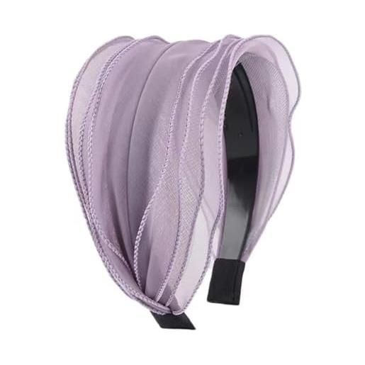 Whakano fascia per capelli in organza per donna, larga, alla moda, accessorio per capelli per donne e donne, per tutti i giorni, trucco, compleanno, feste, vacanze, yoga, matrimonio, viola chiaro