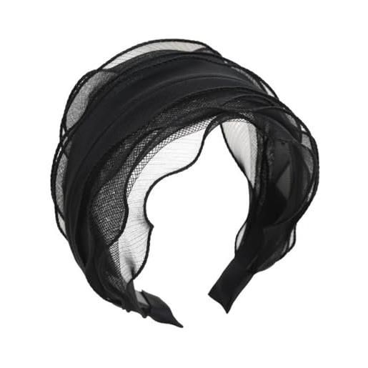 Whakano fascia da donna in organza, ampia fascia per capelli, alla moda, accessorio per copricapo per donne e donne, per tutti i giorni, trucco, compleanno, feste, vacanze, yoga, matrimonio, nero