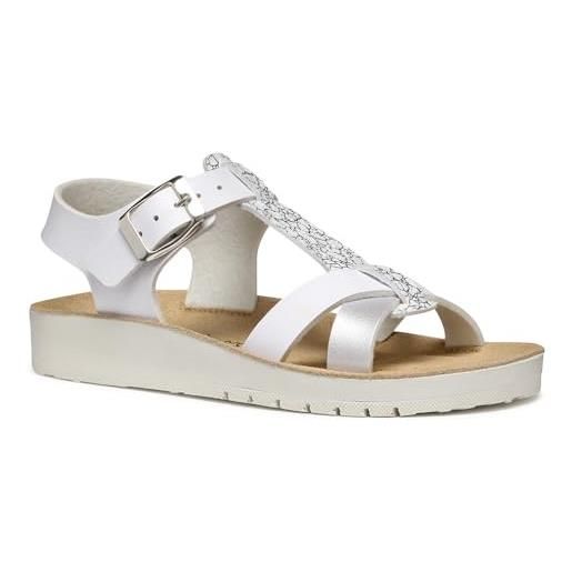 Geox j sandal costarei gi, white/silver, 36 eu