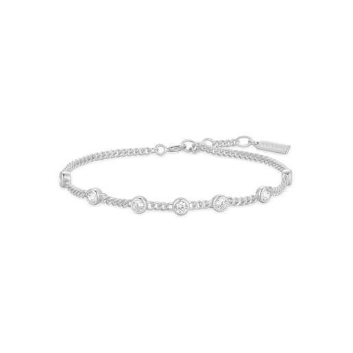 COOLSTEELANDBEYOND Bracciale Rigido Donna In Acciaio Inox Lucido - Design Perlina E Bar, 17cm