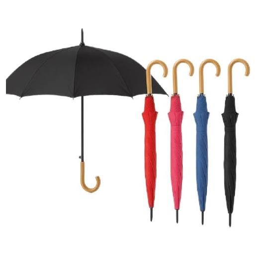 DANYX kit 5 ombrelli automatici uomo donna - 8 stecche rinforzate, manico curvo effetto legno, colori misti tinta unita, apertura 110 cm