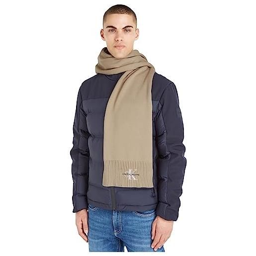 Calvin Klein jeans sciarpa uomo monologo embro cotone bio, beige (plaza taupe), taglia unica