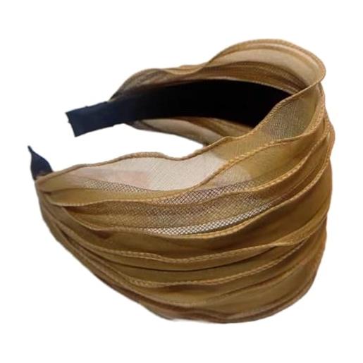 Whakano fascia per capelli in organza per donna, larga, alla moda, accessorio per capelli per donne e donne, per tutti i giorni, trucco, compleanno, feste, vacanze, yoga, matrimonio, marrone scuro