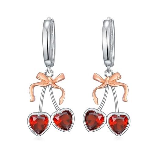 Collana Fragola In Argento 925 Con Zirconia - Vadmans - Ciondolo Frutto 1,4x2cm, Catena 45+5cm