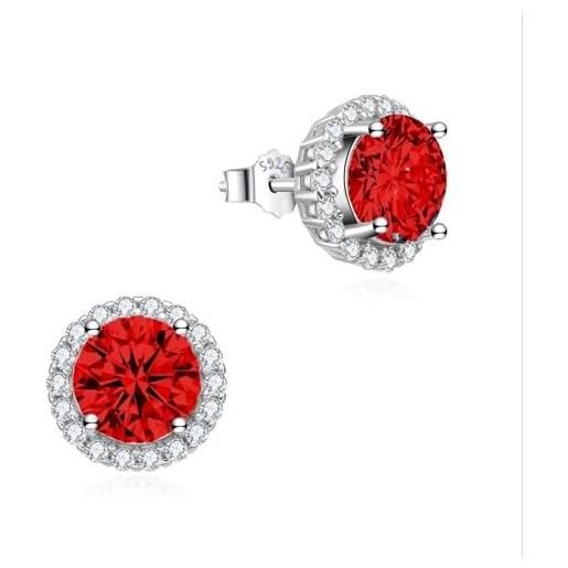Les Folies Orecchini Punti Luce Rosso In Argento 925 – Rainbow Collection, Diametro 3-8mm