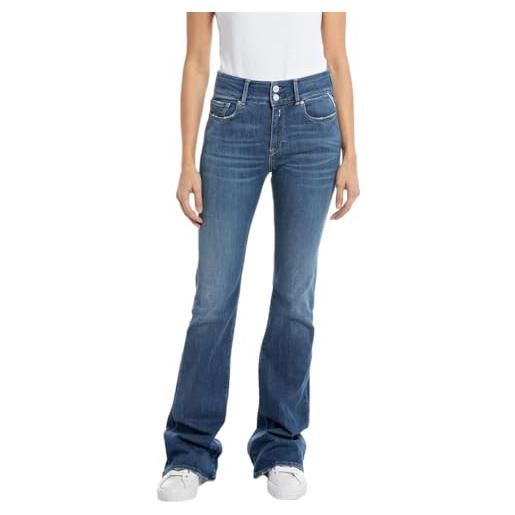Replay wlw689 newluz flare power stretch modal jeans, medium blue 009, 32w / 32l donna