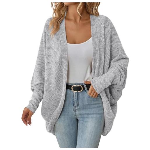Generic cardigan da donna con maniche a pipistrello aperto sul davanti oversize cardigan lavorato a maglia casual tinta unita da donna maglieria, nero , xl
