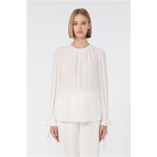 Max mara studio blusa in crêpe de chine di seta