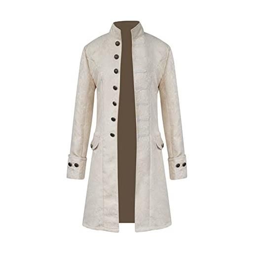 YMING uomini mantello in cotone gotico steampunk mantello a braccio lungo bianco s