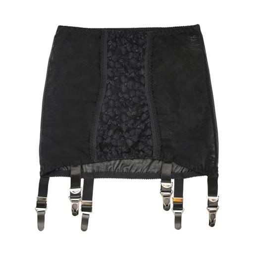 Luxallacki pizzo floreale in rete trasparente con fondo aperto pull-on cintura giarrettiera regolabile 6 cinghie reggicalze cintura in vita modellante intimo, nero , l