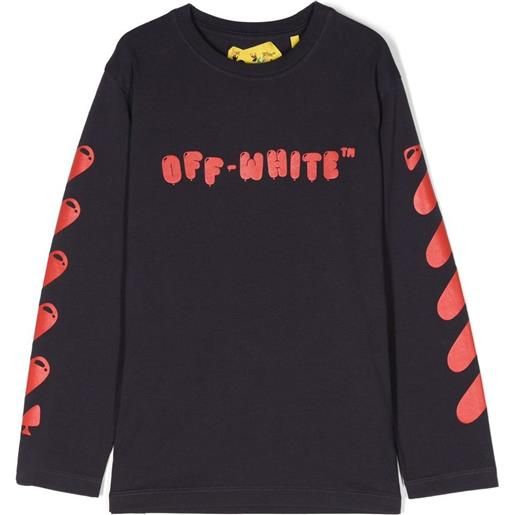 Off-White Kids t-shirt a maniche lunghe con stampa - blu