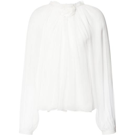 Alberta Ferretti blusa semi trasparente con applicazioni a fiori - bianco