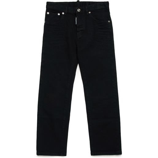 DSQUARED2 KIDS jeans dritti con dettaglio 3d - nero