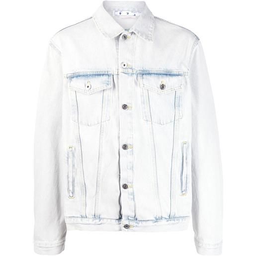 Off-White giacca denim skate con effetto schiarito - blu