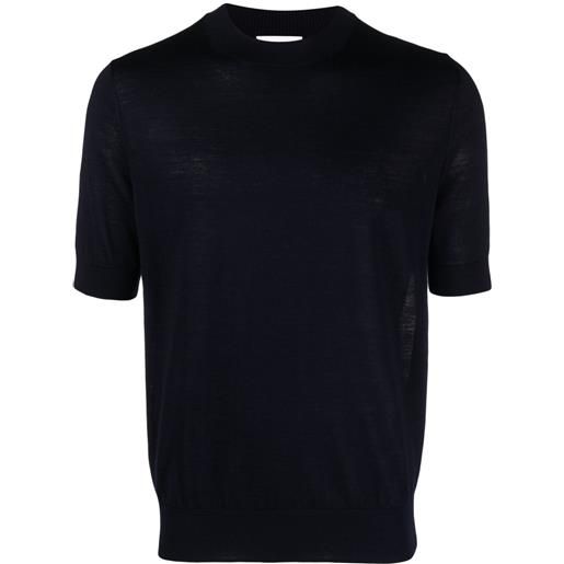 Ballantyne t-shirt in lana a maglia fine - blu