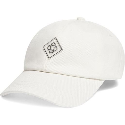 Casablanca cappello in cotone con applicazioni logo - bianco