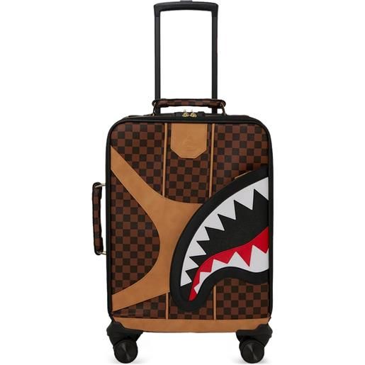 Sprayground valigia hennyville a quadri - marrone