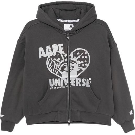 AAPE BY *A BATHING APE® felpa con cappuccio e logo - grigio