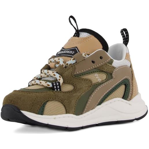 DSQUARED2 KIDS sneakers bubble in pelle scamosciata - verde
