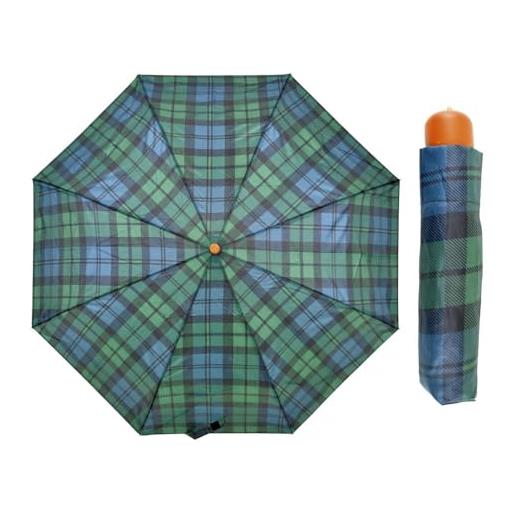 A2Z royal stewart scozzese tartan leggero supermini ombrello manico effetto legno impermeabile parasole elegante e compatto design formato borsa 8 pannelli sport all'aperto viaggio ombra