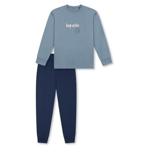 Schiesser jungen schlafanzug set pyjama warme qualitäten frottee-fleece-interlock-größe 140 bis 176 pigiama, verde scuro_183154, 164 bambini e ragazzi
