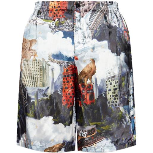Off-White shorts con stampa e coulisse - blu
