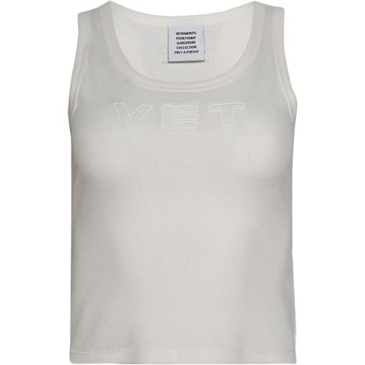 VETEMENTS canotta con logo ricamato - bianco