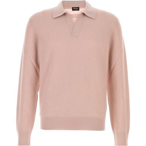 Zegna maglione in cashmere con colletto polo - rosa