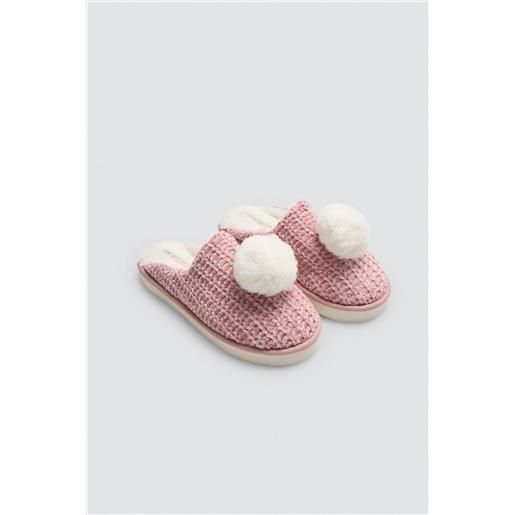 Ysabel Mora pantofole vellutate con dettaglio pompon