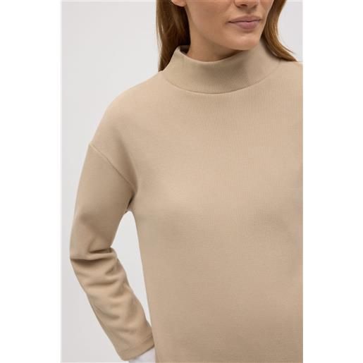 Ysabel Mora maglione con collo perkins effetto velluto a coste beige