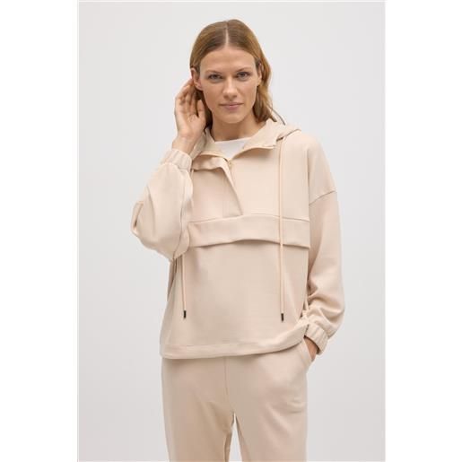 Ysabel Mora felpa con cappuccio fluida color avorio