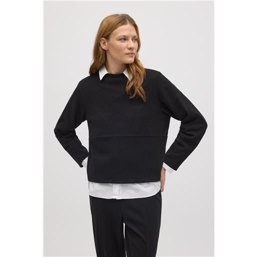 Ysabel Mora maglione girocollo effetto velluto a coste nero