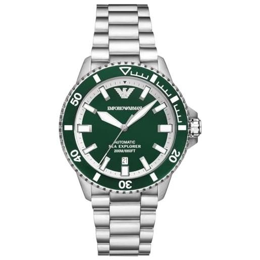 Emporio Armani orologio analogico automatico uomo con cinturino in acciaio inossidabile ar60080, verde acqua