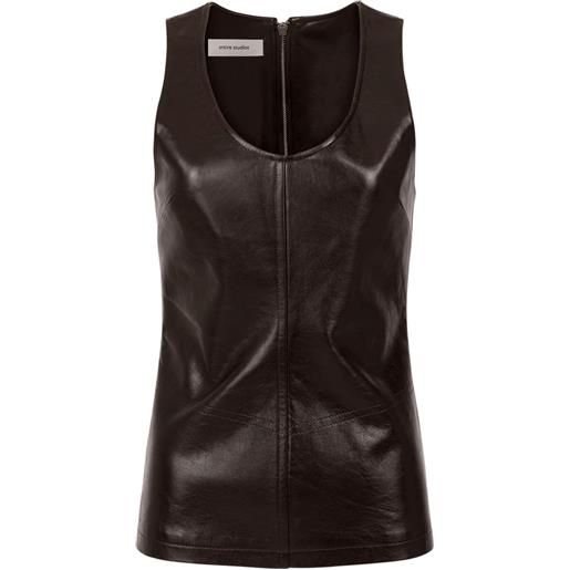 ENTIRE STUDIOS canotta in pelle - marrone