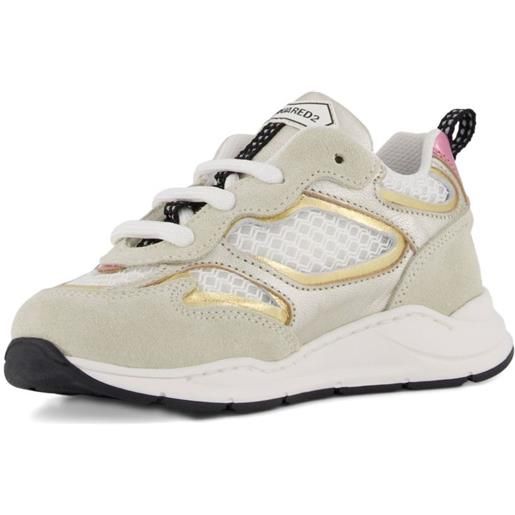 DSQUARED2 KIDS sneakers in pelle scamosciata con inserti in rete - toni neutri