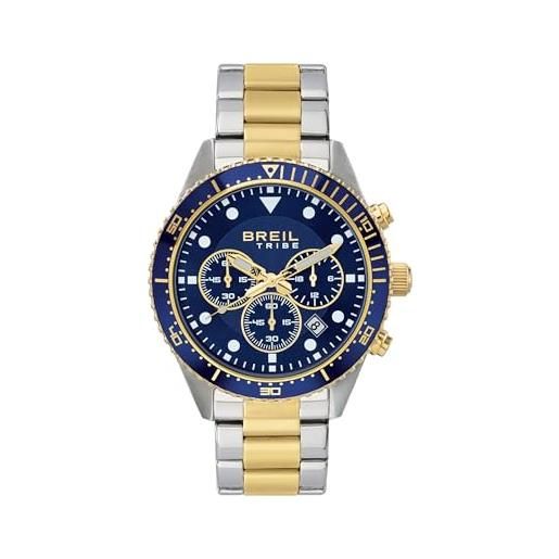 Breil, collezione sail, cronografo uomo, orologio uomo con bracciale in acciaio, resistente all'acqua, movimento al quarzo, cassa 42 mm, chiusura con pulsanti e fermaglio di sicurezza