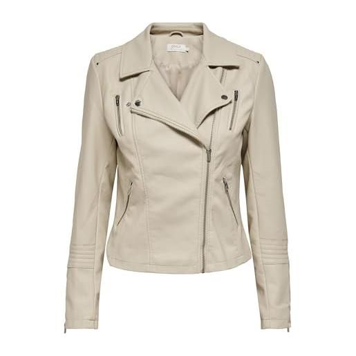 Only onlgemma faux leather biker otw noos giacca donna, rivestimento argento, 38