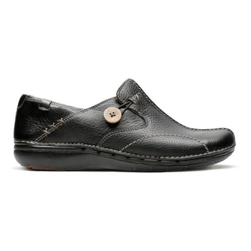 Clarks un loop, mocassini donna, black black leather, 36 eu