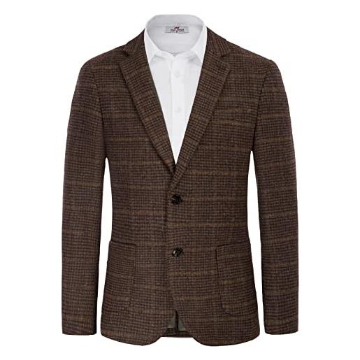 PJ PAUL JONES giacca sportiva in tweed a spina di pesce in misto lana britannica, vino rosso, xl