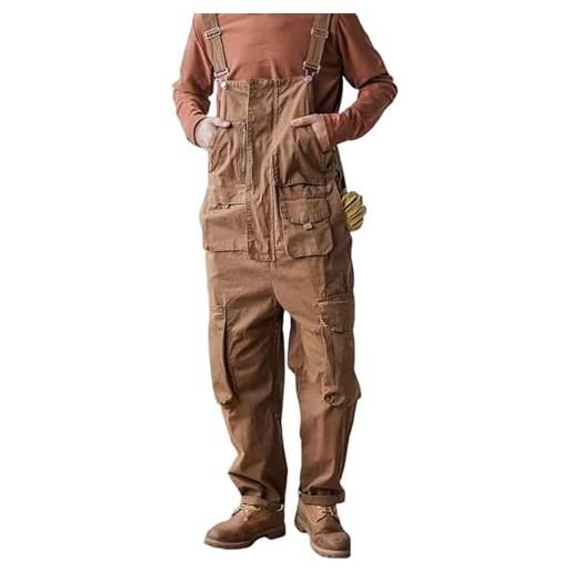 JingNian salopette con tasche oversize, salopette da uomo, salopette in tela da uomo con tasche a patta, salopette da lavoro per lavoro e stile(size: 10(xl), color: c)