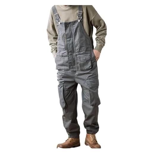 JingNian salopette con tasche oversize, salopette da uomo, salopette in tela da uomo con tasche a patta, salopette da lavoro per lavoro e stile(size: 10(xl), color: b)