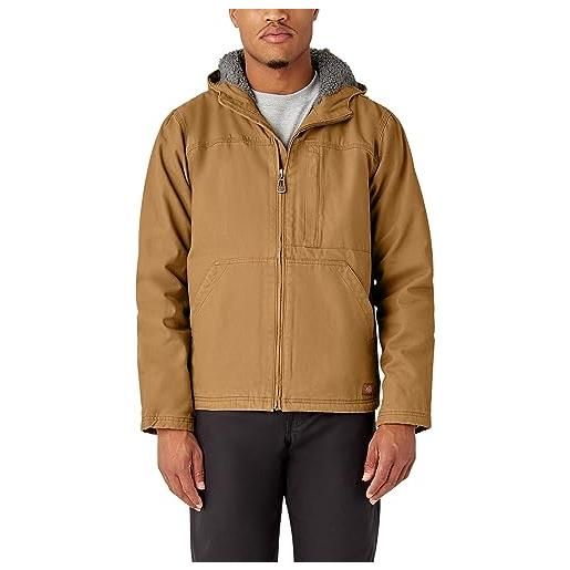 Dickies uomo, giacca con cappuccio in cotone d'anatra foderata in sherpa, marrone ducato, xl