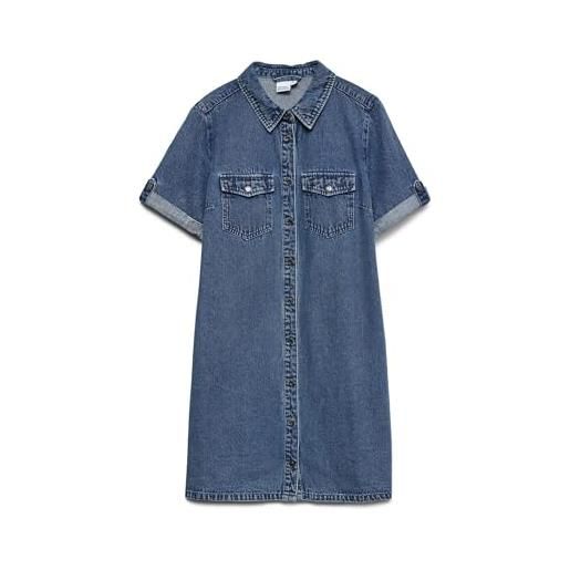 VERO MODA abito in jeans femminile vmjennie abito corto, media blu denim, l