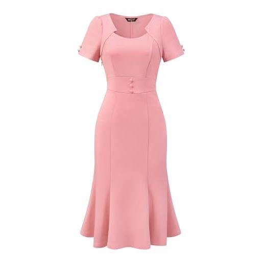Allegra K donna abito vintage per abito longuette tubino a coda di pesce cocktail lavoro rosa xs