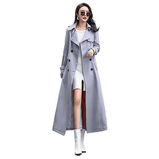 ebossy trench da donna a doppio petto, a lunghezza intera, grigio, small