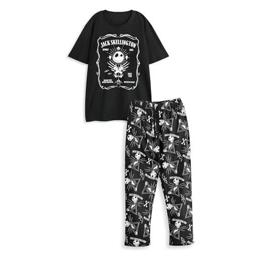 Disney set pigiama da uomo nightmare before christmas | top a maniche corte con grafica jack skellington per adulti e pantaloni pigiama a gamba lunga in nero