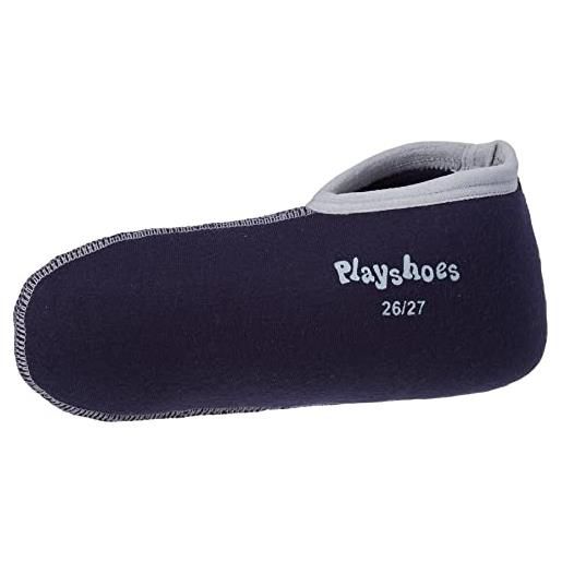 Playshoes calzini-stivali, caldi calzini da stivale in gomma unisex - bambini e ragazzi, cotone blu scuro/grigio, 20/21